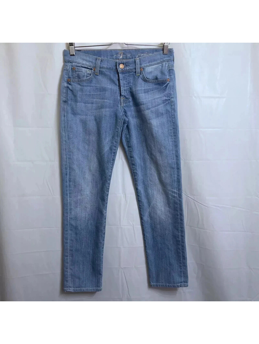 7 For all Mankind Josefina Skinny Boyfriend Jeans Women's 24 Blue 27 1/2" Inseam